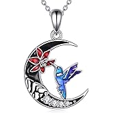 Yafeeso Diamond Hummingbird/Sea Turtle/Owl/Butterfly/Dog/Palm Tree Necklace for Women 925 Sterling Silver Animal Lover Pendant Necklaces Christmas Birthday Jewelry Gifts for Her, 18+2 Inch