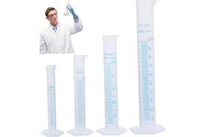 4Pcs Graduated Cylinder, Transparent Graduated Cylinder Plastic Test Tubes in 100, 50, 25, 10ml for Laboratory, & Science Exp