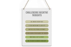 SENJIAN Challenging Wall Decor Therapy Office Decor Mental Health Awareness Wooden Sign Motivational Wooden Hanging Sign Studying Room Classroom Therapy Counselor Office Psychology Office Decoration