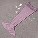 2PCS GDAE10 Children Warm Soft Crochet Handmade Mermaid Tail Blanket Knitting Living Sleeping Bag Camping Bag for Girls Kids (Lavender)
