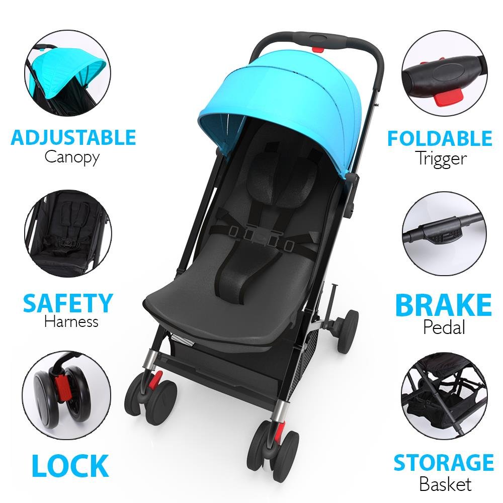 Jovial Portable Folding Baby Stroller Lightweight, Compact Foldable