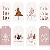 Whaline 120Pcs Christmas Tags with Hemp Rope Boho Christmas Paper Tag Xmas Tree Snowflake Seasonal Wishes Holiday Hanging Labels Name Tags for Xmas Winter DIY Gift Party Favor Decor, 8 Designs