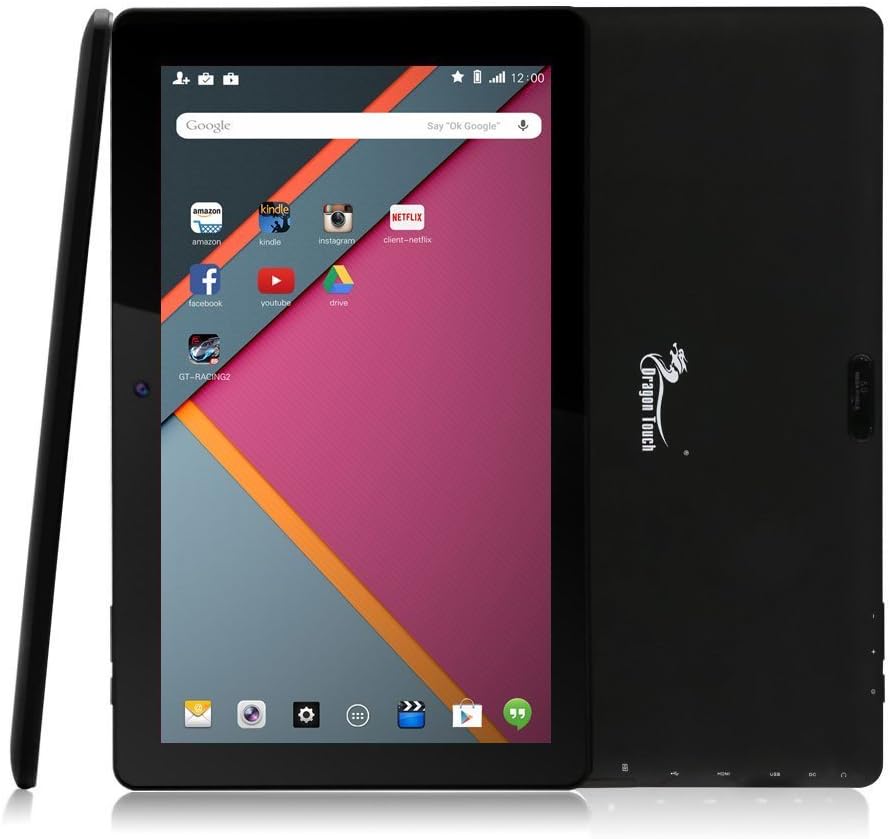 Dragon Touch X10 10 inch Octa Core Android Tablet PC, 1GB RAM 16GB Nand Flash, IPS Display 1366x768, 5.0MP Camera w/AutoFocus, Bluetooth, Mini HDMI Output (Certified Refurbished)