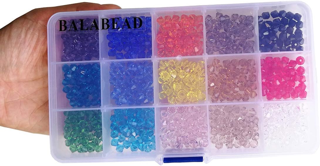 BALABEAD 6mm Bicone Faceted Crystal Glass Beads for Jewelry Making DIY Beads for Bracelet 15 Colors Mix Lot in Box (Total 600pcs) - Image 5