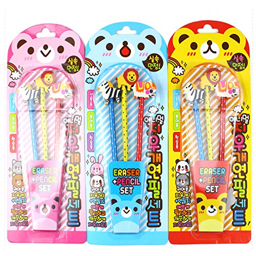 [Eraser Pencil SET ] School Kids Pencil set, Cute animal pencil erasers set, Animal Pencil set - Thumbnail 3