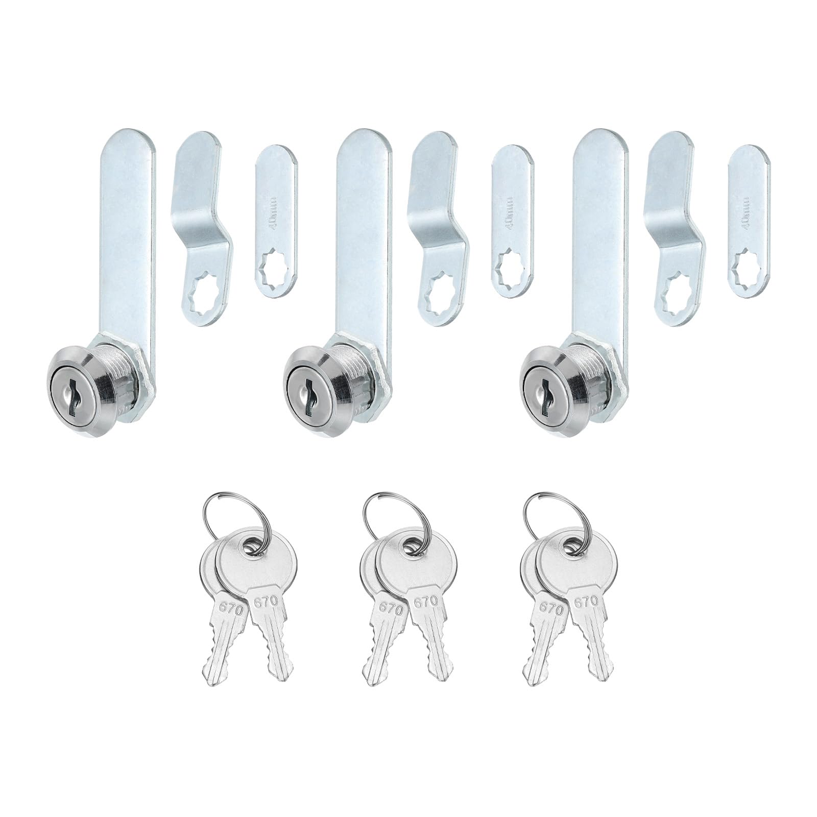 PATIKIL 5/8 Inch Cabinet Locks with Keys, 3 Pack Zinc Alloy Cam Lock Cylinder RV Lock Set Key Different for Cabinet RV Drawer Storage Door Tool Box, Silver