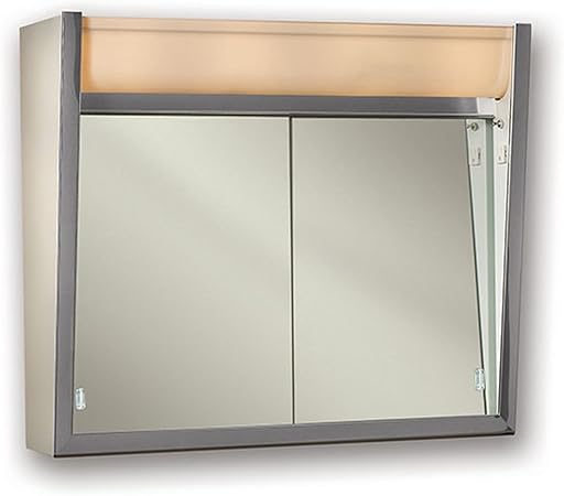 Amazon Com Jensen 124lpx Lighted Sliding Doors Medicine Cabinet 24 X 23 5 White Home Improvement