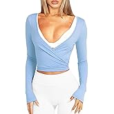 Navneet Women Long Sleeve Ballet Pilates Yoga Wrap Tie Front Tops Workout Gym Shirts Cardigan