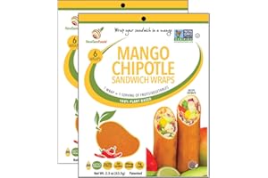NEWGEM Mango Chipotle Sandwich Wraps (Two-Pack) – Gluten-Free, Vegan, Low-Carb Wraps with Sweet & Smoky Flavor – Non-GMO, Plant-Based, Paleo Tortilla Alternative