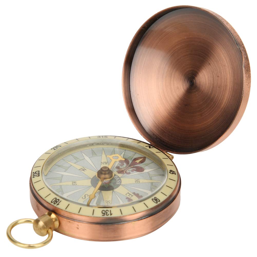 Clamshell Compass for Navigation, Survival Outdoor Vintage Pocket Portable Brass Bronze Compass for Sports Camping Hiking