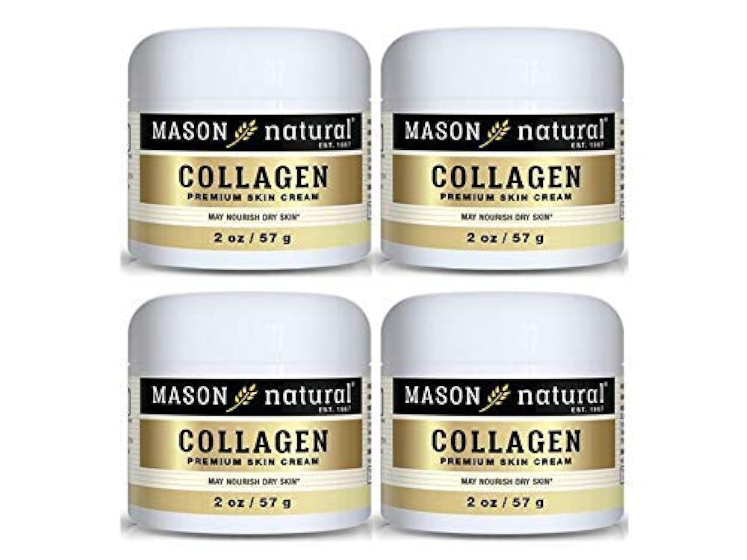 Collagen Beauty Cream Made with 100% Pure Collagen Promotes Tight Skin Enhances Skin Firmness 2 OZ. Jar PACK of 4