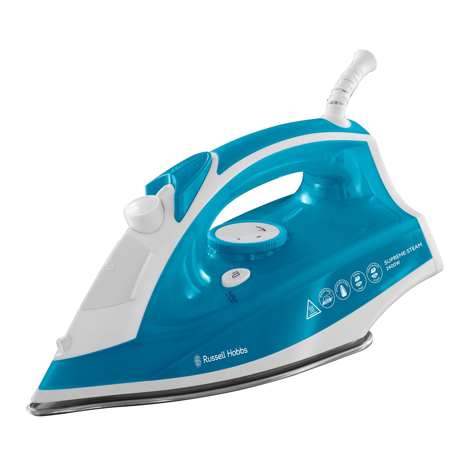 Russell Hobbs Supreme Steam Iron, Powerful vertical steam function, Non-stick stainless steel soleplate, Easy fill 300ml Water Tank, 110g Steam Shot, 40g Continuous steam, 2m Cord, 2400W, 23061