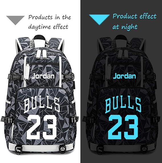 Lorhs store Jugador de Baloncesto Michael Jordan Mochila Luminosa ...