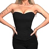 Sexy Women's Corset Off Shoulder Bustier Fishbone Overbust Corset Bodyshaper Lingerie Top Zipper Tight Tops