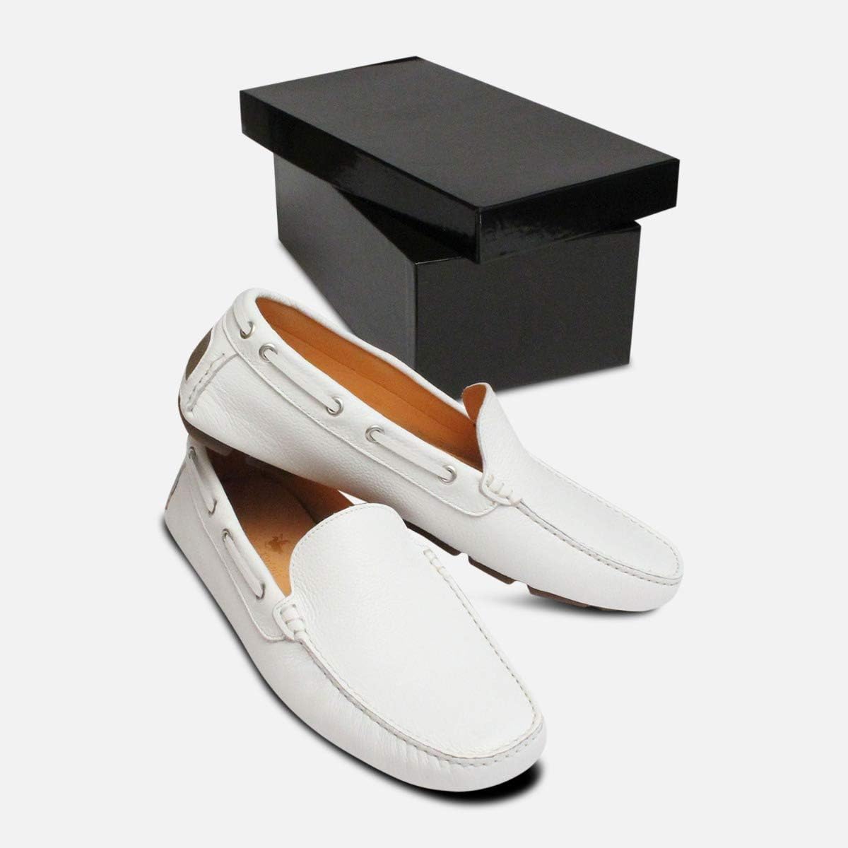 mens white leather driving shoes