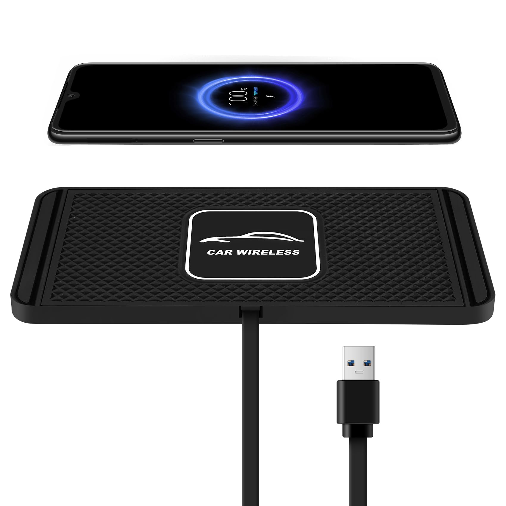 Dasing Magnetic Wireless Car Charger Pad, 5/7.5/10W C1 Car for Wireless Charger Pad Fast Charging Dock Station Non-Slip Fast Wireless Charging Pad
