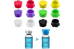 GOQEUT Reusable 3ml Vial Caps, Leak-Proof Dust-Proof Ampoule , 6 Colors for Easy Organization, Fit Injection Bottles & Storage Boxes (3ml Vial Caps （12-Pack/6-Colors ）)