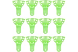 JMU Dental Impression Trays, Bag of 12 Autoclavable Impression Trays, Perforated, 10 Anterior Upper, Green