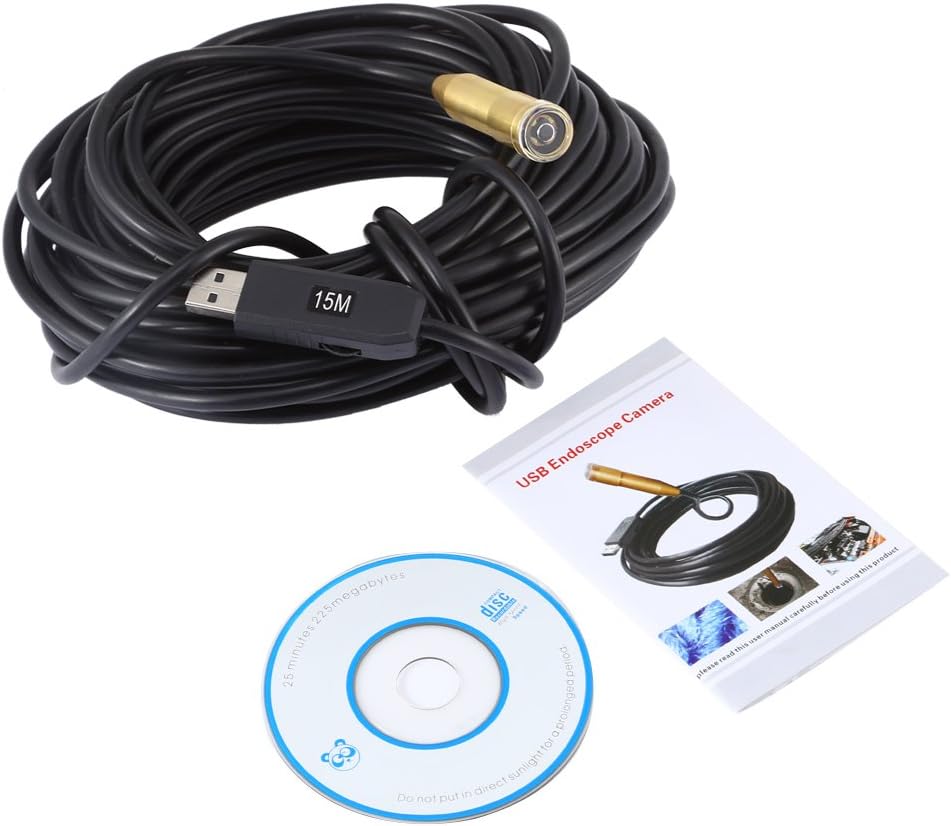 INGLESZCN USB 14.5mm Dia 5/10/15/20/25m Length Mini Snake Waterproof Endoscope Borescope FlexibleInspection Copper Pipe Camera (20m)