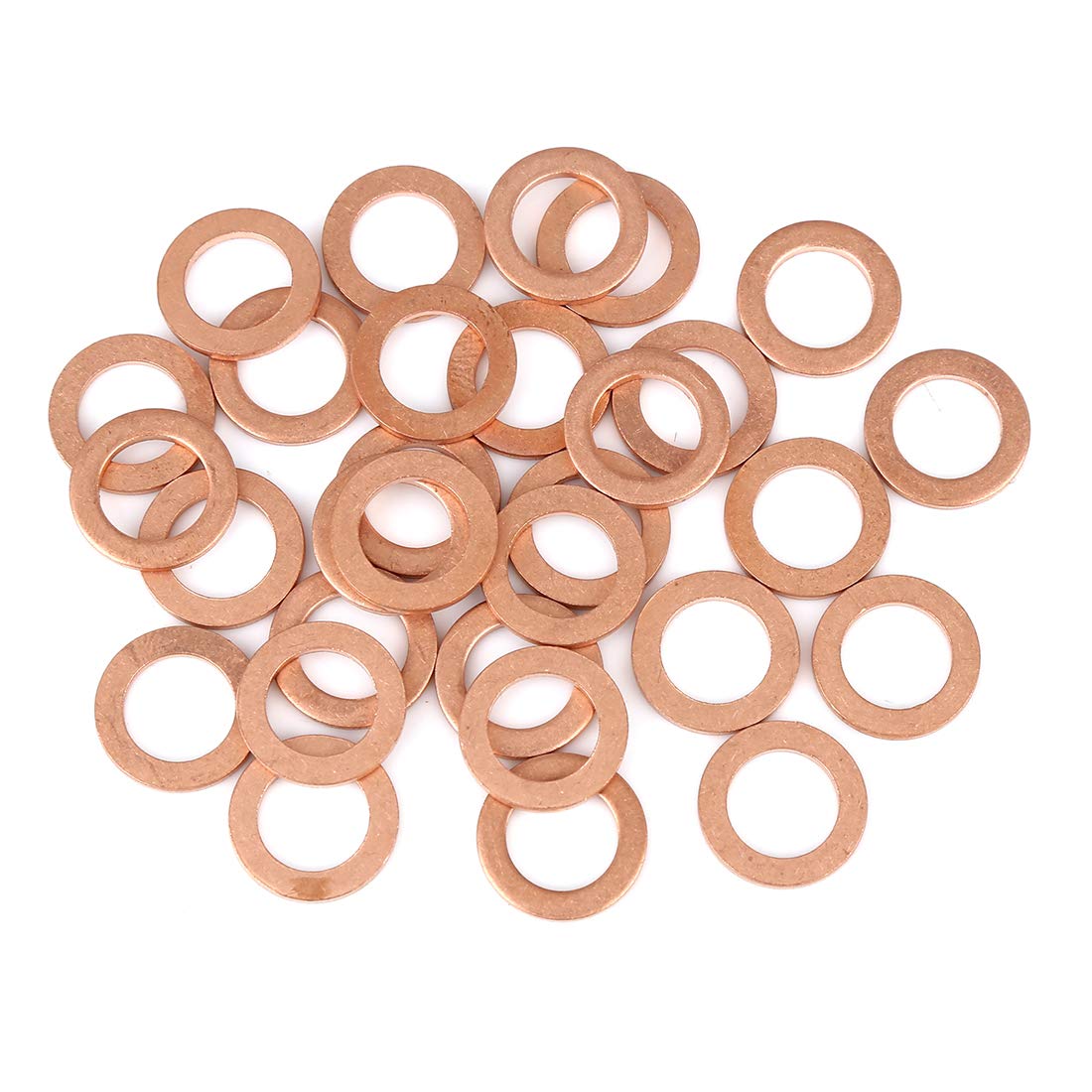 X AUTOHAUX 30pcs Copper Washer Flat Sealing Gasket Ring for Car 10 x 16 x 1.5mm