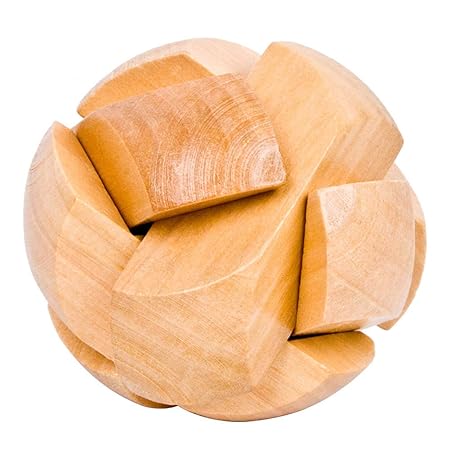 FidgetGear Wooden Luban Lock Puzzles Classical Football Shape Luban Lock Toy Stress Reliver Puzzles for Adults Students