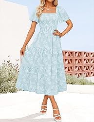 ZESICA Women's Summer Boho Floral Midi Dresses 2025