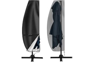 WANOCEAN Umbrella Covers for Outdoor Cantilever Offset Umbrella 9ft to 13ft, Extra Large Waterproof Patio Parasol Umbrella Covers Fits Curved Cantilever with Zipper for Anti-UV Dust (Top Width 22in)