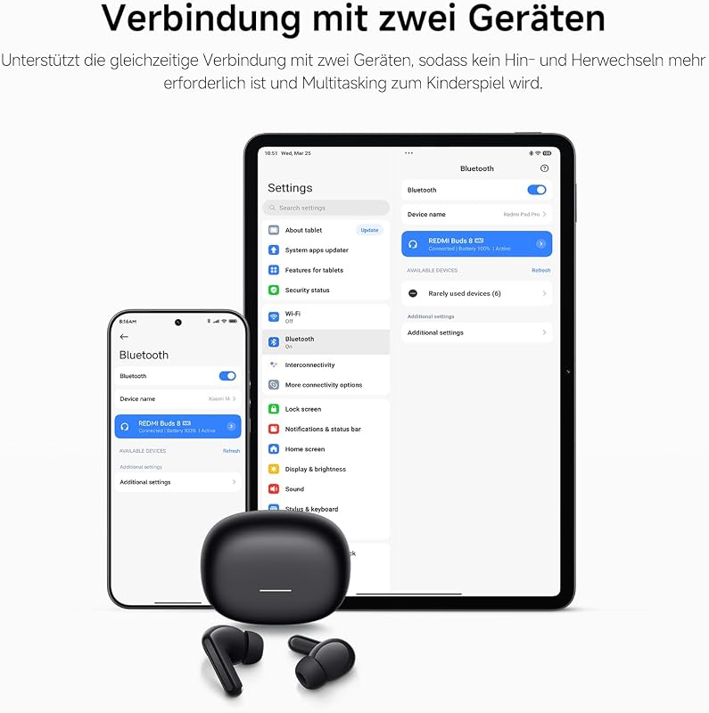 Redmi Buds 8, Kopfhörer, 50dB ANC, 11h+44h Akku, Weiß — Foto 8 von 8