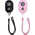 Wireless Camera Remote Shutter for Smartphones (2 Pack), Zttopo Wireless Phone Camera Remote Control Compatible with iPhone/Android Cell Phone - Wrist Strap Included Black&Pink