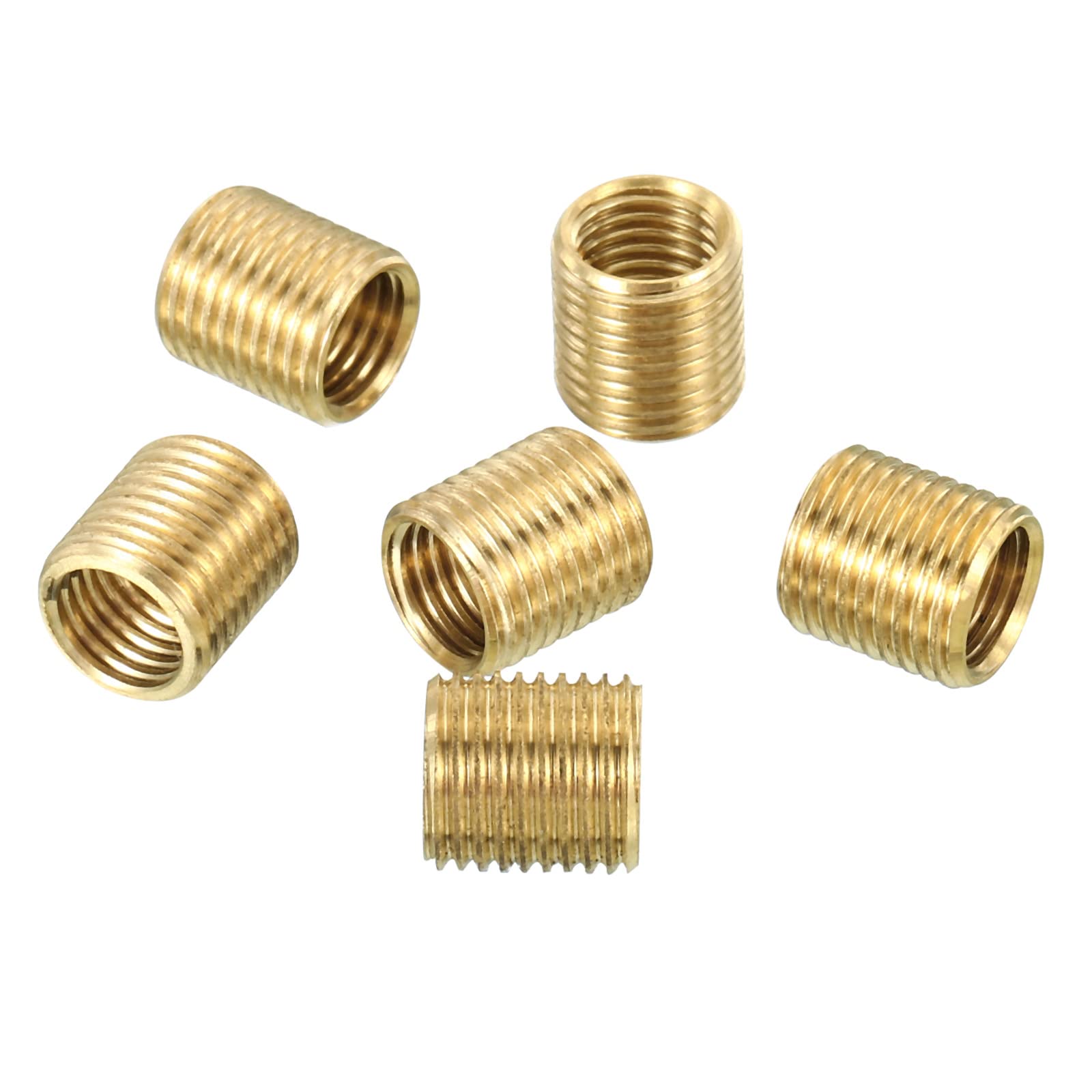 PATIKIL M10 to M8 Fine Thread Adapter Reducer Thread Reducing Nuts Insert, 6 Pack 10mm Threaded Hollow Tube Adapter Brass Coupler Connector Pipe Fitting