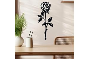 Rose Flower Wall Decor, Black Metal Art Ornament Wall Hanging for Bedroom Office Living Room Office Hotel Decoration