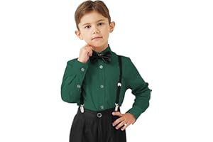 QBK 9 Month-16Y Boys' Long Sleeve Button Down Toddler Dress Shirt Oxford Uniform Shirt with Chest Pocket