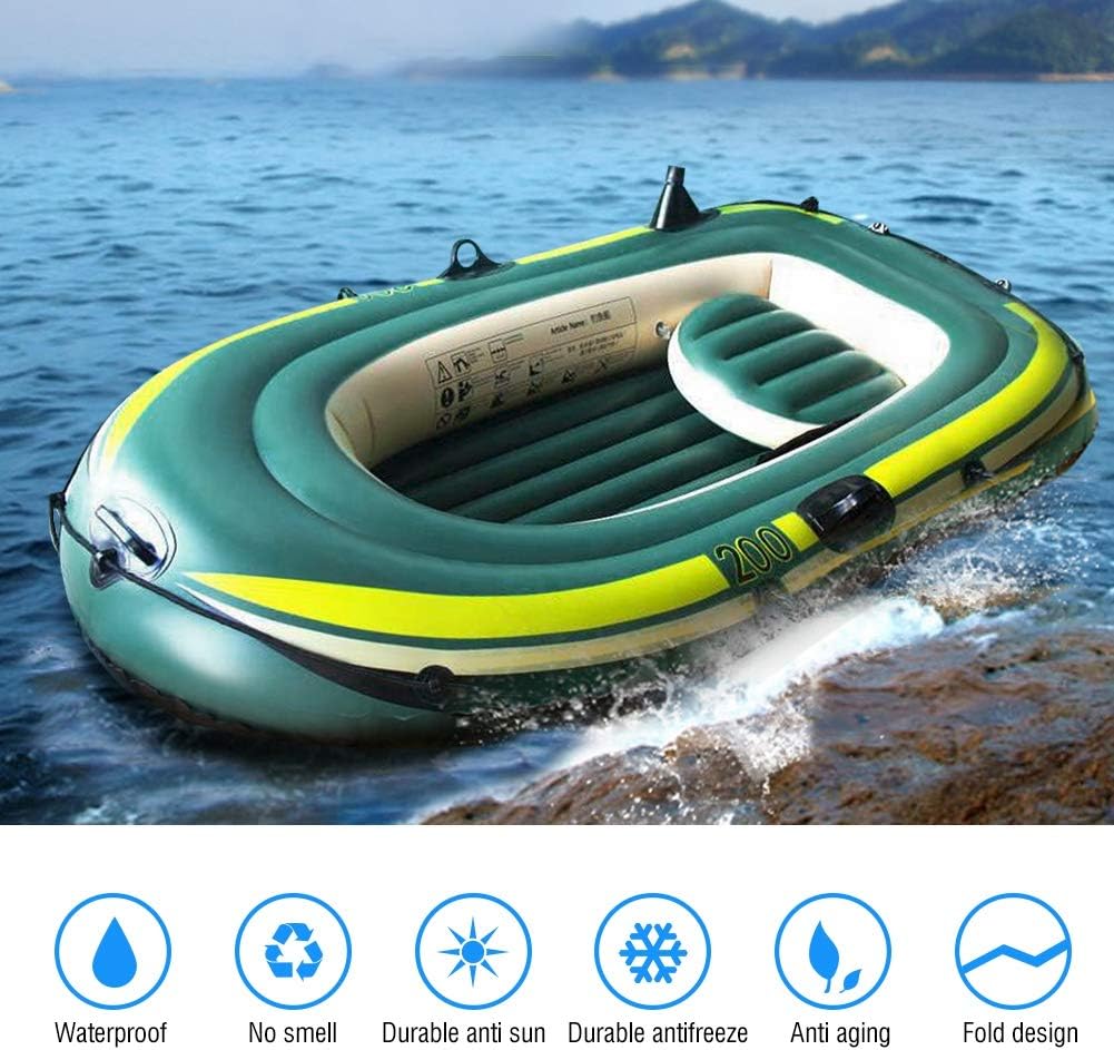 Junluck Inflable Barco Canoa de Kayak Inflable de PVC Remo de Tres