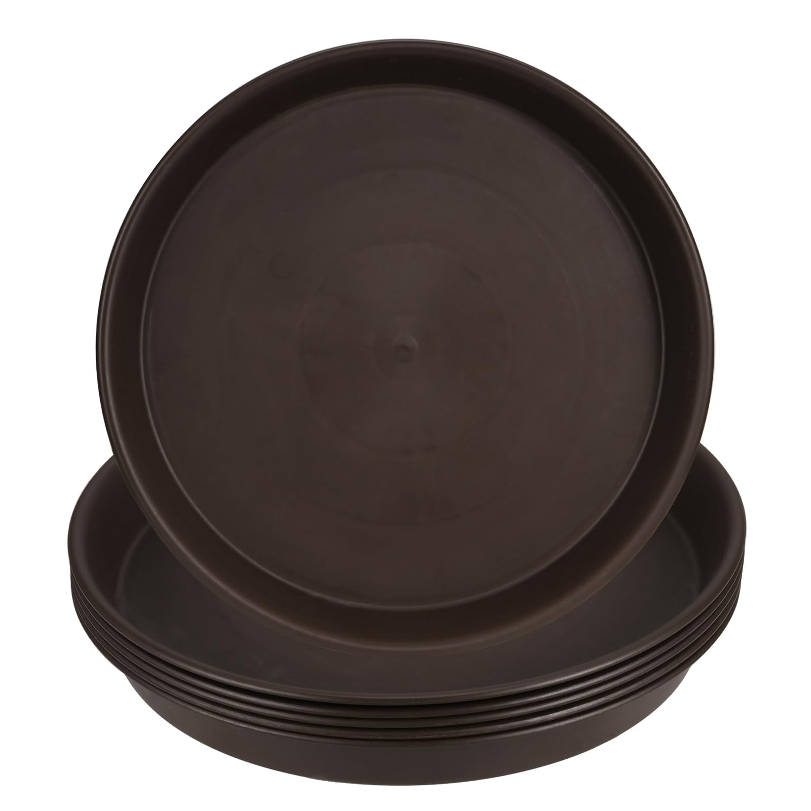 HAKZEON 10 Pack 30cm Plastic Plant Saucer,12 Inch Flower Plant Pot Drip Tray, Round Planter Saucer for Indoor and Outdoor, Brown Colour