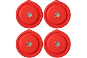 EuChoiz Replacement Lids for Pyrex 7200-PC 2 Cup, Silicone Round Storage Cover Lid for Anchor Hocking Glass Bowl 4 Pack Red