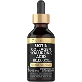 Carlyle Liquid Biotin and Collagen 110,000mcg | 2 fl oz | with Hyaluronic Acid | Orange Vanilla Flavor | Hair, Skin and Nails Formula | Non-GMO, Gluten Free Supplement