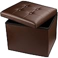 Hamgtrion Ottoman Storage Collapsible With Storage Foot Rest Small Foot Stools Brown L17W13H13inches