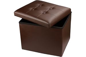 Hamgtrion Ottoman Storage Collapsible With Storage Foot Rest Small Foot Stools Brown L17W13H13inches