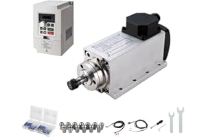 ZHONG HUA JIANG CNC Spindle Motor Kits,110V 1.5KW ER11 Square Air Cooled Spindle Motor CNC Spindle CNC Motor + 110V 1.5KW VFD + Collets Set ER11+ Wires + Drill Bits+Wrenches for CNC Router Machine