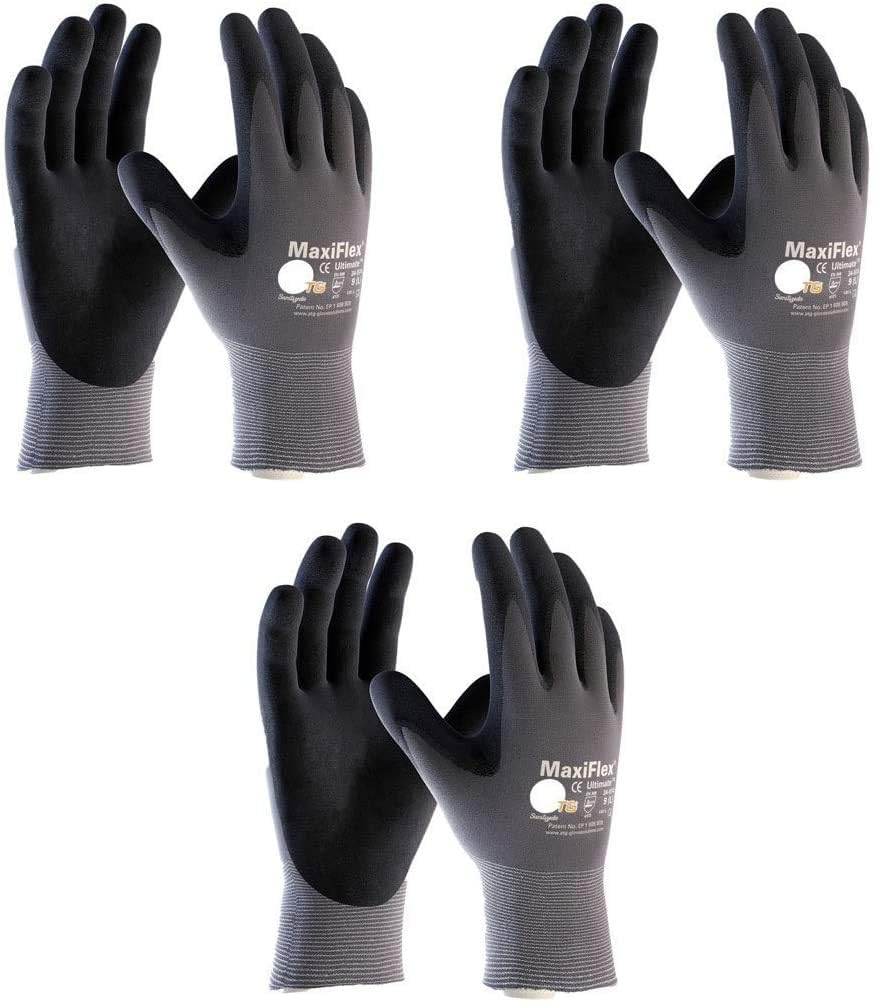 Maxiflex 34-874 Ultimate Nitrile Grip Work Gloves, Large, 3 Pair: Home & Kitchen
