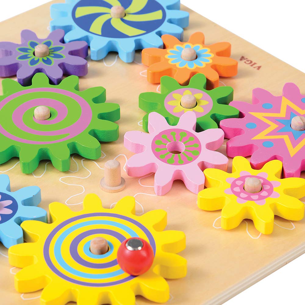 Constructive Playthings Interchangeable Spinning Gears with Fixed Axles On A 11 3/4