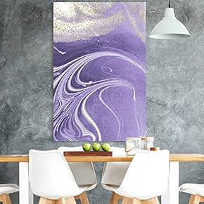 Purple Abstract Paint Spill with Gold Accents
