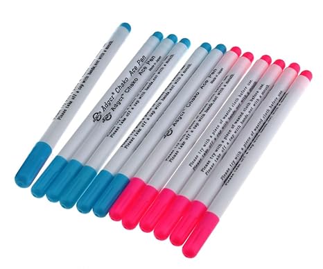 12x Markierstift für TextilienTrickmarker wasserlöslich selbstlöschend rosa blau