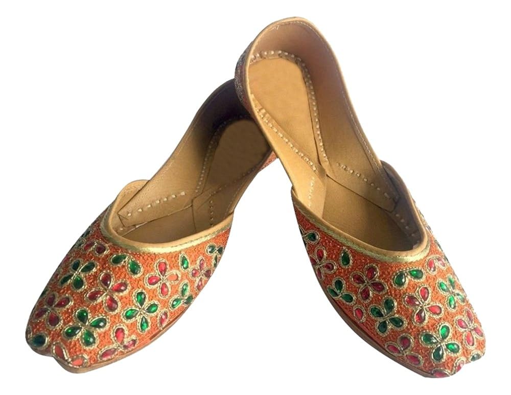 step n style women's multi kundan work punjabi jutti ethnic mojari