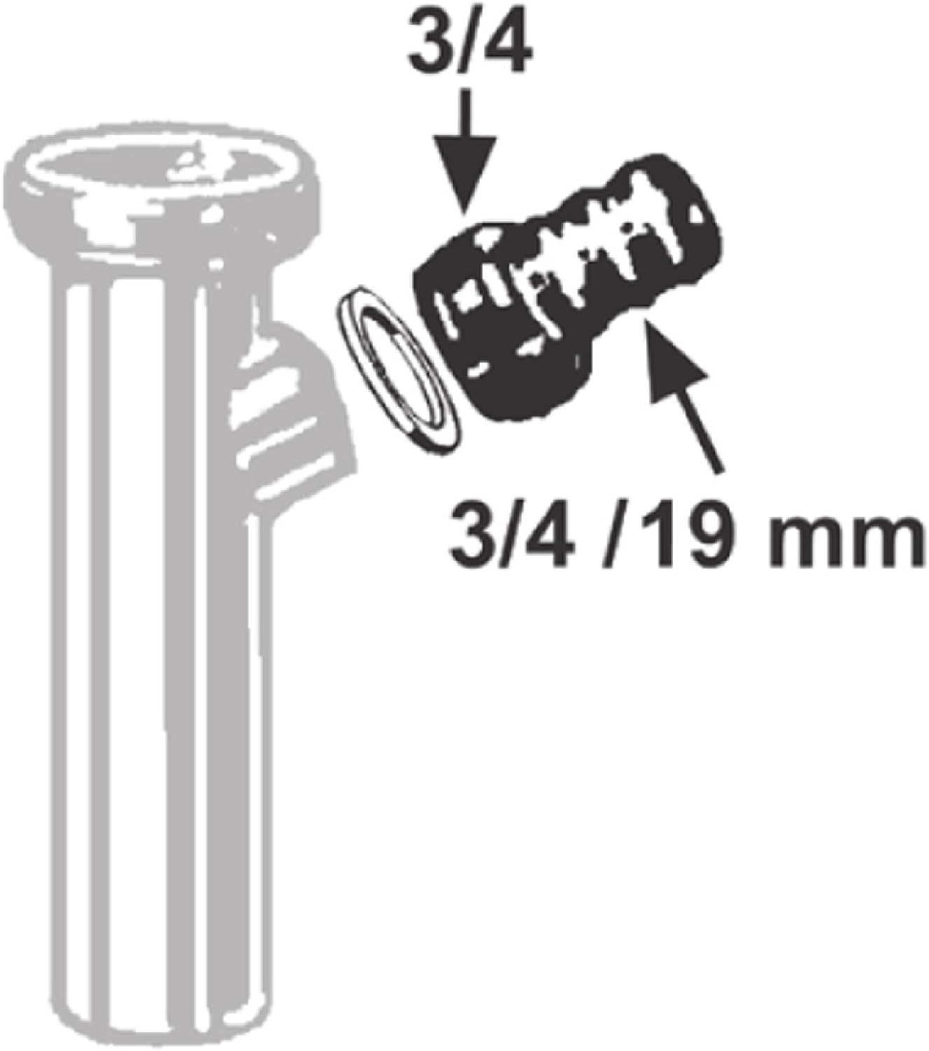 Threaded Hose Coupling, 3/4 Inch, for Adjustable Pipe Device Connection to Siphon, Silber, Klein - Image 3