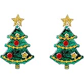 Acrylic Christmas Tree Drop Dangle Earrings - Colourful Holiday Jewelry for Women