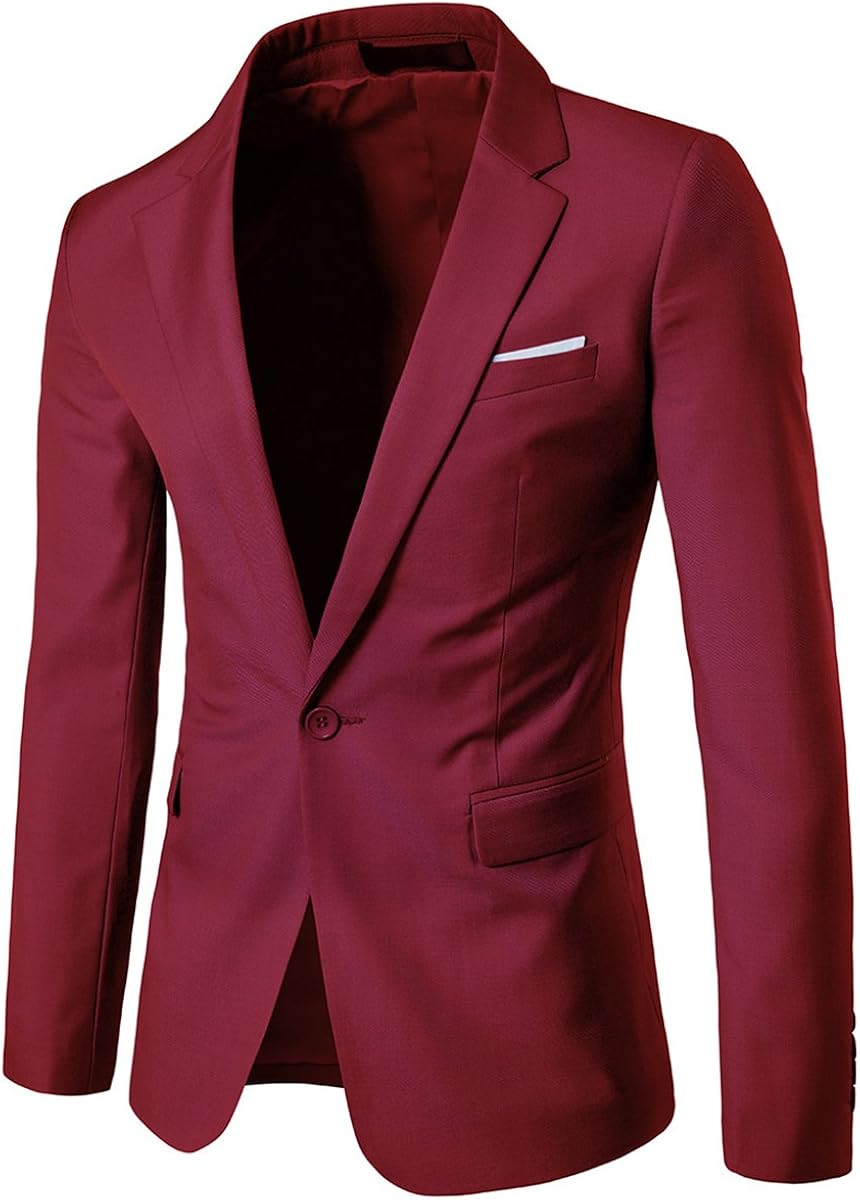 Men's Suit Jacket One Button Slim Fit Sport Coat Business Daily Blazer at  Men’s Clothing store
