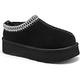 GZFGUZ Women's Slippers Platform Mini Boots Short Ankle Boot,Fur Fleece Lined Platform Boots Anti-Slip Snow Slippers For Outdoor