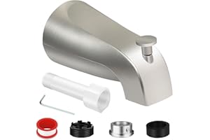 COOLFELL Universal Tub Spout for 1/2" Copper Pipe, 1/2" IPS and 3/4" IPS, Bathtub Faucet with Diverter and Adapter and Hex Wrench (Brushed Nickel)
