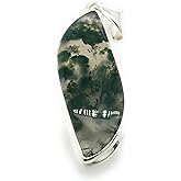 Natural Green Moss Agate 925 Solid Sterling Silver Pendant 40mm